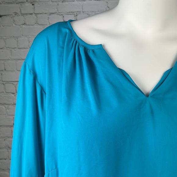 INC Teal Bell Sleeve V-Neck Blouse Plus Size 4X - Picture 5 of 5